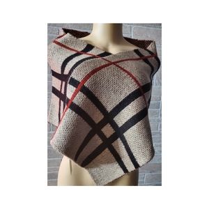 Tan Plaid Doubled Scarf